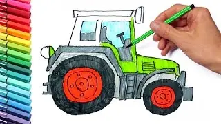 Научиться рисовать трактор - автомобиль красящих детской фермы