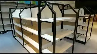 Supermarket shelves grocery wood steel display shelves