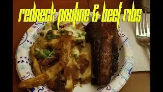 Redneck Poutine with Beef Ribs on the Weber Slow N Sear