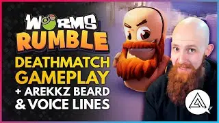 Worms Rumble Deathmatch Gameplay + Arekkz Gaming Beard & Voice Lines!
