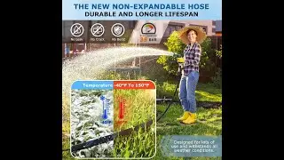 Non-Expanding Garden Hose 100 ft, Kink Free Flexible Water Hose with 10-Pattern Spray Nozzle