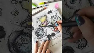 Pintando un ESTUCHE de TELA con PERSONAJES 🔥DISNEY🔥😱 #disney #dibujo