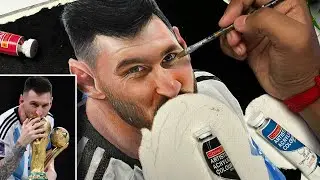 Messi drawing , Acrylic painting , Face colouring tutorial