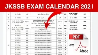 JKSSB Exam Calendar 2022 | Jkssb 2022 Exam Calendar Notification Out | Download PDF