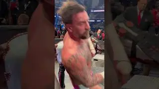 CM Punk takes a Seth Rollins boot to the face! #rollins #cmpunk #wwe #wrestlemania #royalrumble
