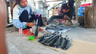 How To Blacksmith Making Knives Sharp | Blacksmith's Wife Help Her Husband@blacksmithkh