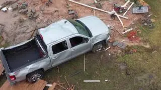 2-6-2020 Demopolis, Al deadly tornado obliterates homes, tornado damage from drone