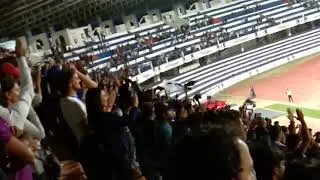 Bangalore team football match in kanteerava stadium.... Players dancing with fans...