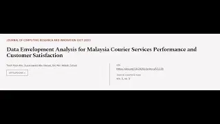 Data Envelopment Analysis for Malaysia Courier Services Performance and Customer Sati... | RTCL.TV