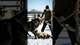 Farmer vs. Wolf: Brave Rescue Saves Sheep! 🐺🛡️ #Shorts #wildlife #ai