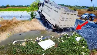 SCARY!!! Machinery Work Dump Truck Processing Landfill Transforming a Landfill Dumping & Dozer in Ac