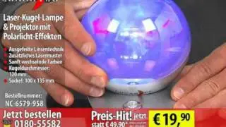 Lunartec Laser-Kugel-Lampe & Projektor mit Polarlicht-Effekten