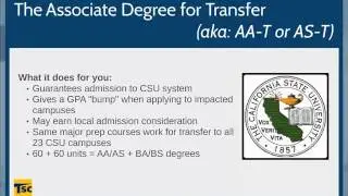 Two Minutes to Transfer: Associates Degree for Transfer