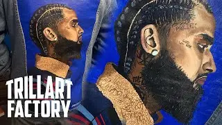 Nipsey Painted Jean Jacket | Trill Art Factory
