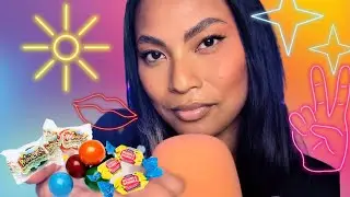 ASMR Chewing Different Kinds Of Gum Together , Super Upclose Tingly Mouth Sounds , Bubbles