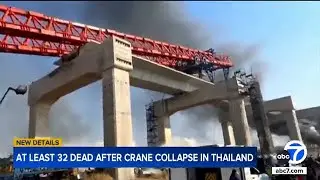 Crane crashes on moving train, kills at least 32 people