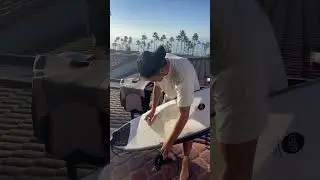 THIS is how I wax my surf board in the morning #surfing #surfwax #surf #wax