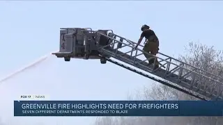 7 departments respond to fire at Greenville business, sparks need for more volunteer firefighters