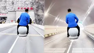 This man sat on a stone pier and got on the highway#amazing #magic