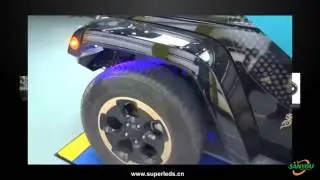 Jeep Wrangler JK SANYOU LED Off-Road Light Bar illuminated Mirrors and Rock Lights Installation