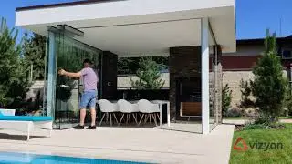 Vizyon KCS-L top-mounted sliding frameless system for terraces
