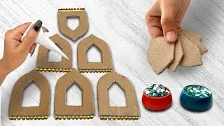 EASY JHAROKHA TORAN #DIY door hanging art from just #cardboard | diwali lippan art Diwali Decor
