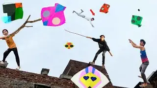 new trick big cutter kite caught tree patangbaaz