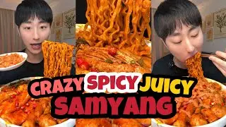 MUKBANG ASMR😋Crazy Spicy Juicy Samyang Ramen eating🥵🔥🌶️#mukbang #mukbangers #mukbangeatingvideo #fyp