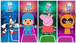 Sonic vs Pocoyo vs Peppa Pig vs Sprunki | Part 6 | Tiles Hop