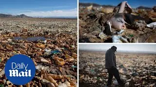 Once-stunning Bolivian lake left in ruins by plastic pollution