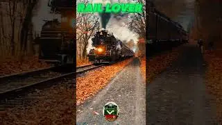 Old Steam Engine Passing through Autumn Trees #raillover