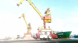Loading Lime Stone on Bulk Carrier