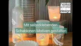 Satinier Creme mit selbstklebenden Schablonen in Wei&szlig; gestalten, Frosteffekte auf Glas