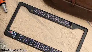 New England Patriots License Plate Frame Cover &ndash; Black - NFL Car Accessory - Slim Design