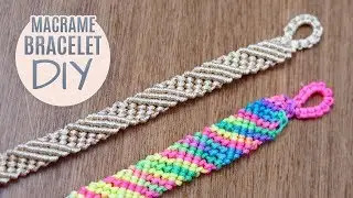 DIY Diagonal Striped Macram&eacute; Bracelet Easy Tutorial