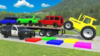 Flatbed Truck McQueen | Transportation with Truck - Pothole vs Car #long 01 | BeamNG.Drive Gameplay