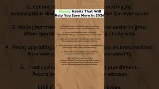Money Habits That Will Help You Save More In 2026.  #money