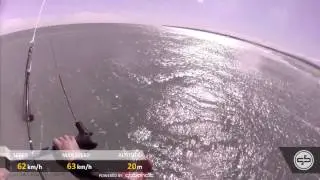 La Franqui 5 March 2014. Kite speed session in only 20 knots of wind 38 knots topspeed.