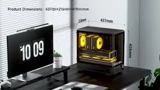 JONSBO D200 Micto ATX PC Case,Digital Screen, One-Piece Curved Glass  Design 270&deg; Ultra-Wide View