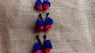 Amazing hand embroidery woolen butterfly making trick with hair comb