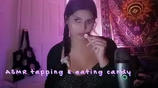 ASMR | nail tapping ~ eating candy & mouth sounds (w hand movements)🌸 (low vid quality)