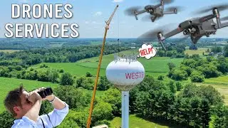 DRONE: Birds-Eye View of the Westby Water Tower, Wisconsin