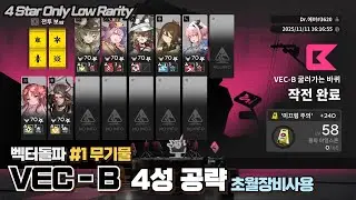 [명일방주|Arknights] 벡터돌파 #1 무기물: VEC-B 총력전 4성 공략 | VEC-B 4 Star Only
