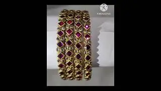 Purple and white kundan bangles 💜