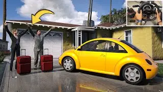 GTA 5 - Realistic Taxi driving Job in Volkswagen Beetle | Steering Wheel Gameplay