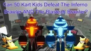 Can 50 Kart Kids Defeat The Inferno Brawler AND The Blastech Brawler? (Tower Heroes)