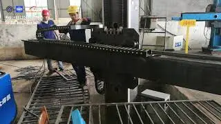 7x7 column boom set up and test welding SAW