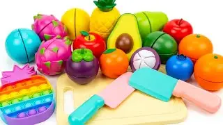 満足できる動画 | 果物と野菜の切り方 ASMR | アップル メロン バナナ ミキシング スクイーズ