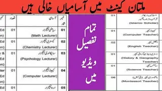 Multan cantonment high school Teacher jobs 2023 | High school teacher jobs in Multan