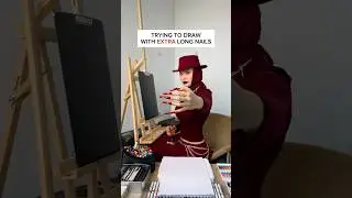 DRAWING WITH EXTRA LONG NAILS💅 MY NEW CHANNEL ​⁠​⁠@LanderLena&hearts;️ #Ladygaga #abracadabra #art #draw